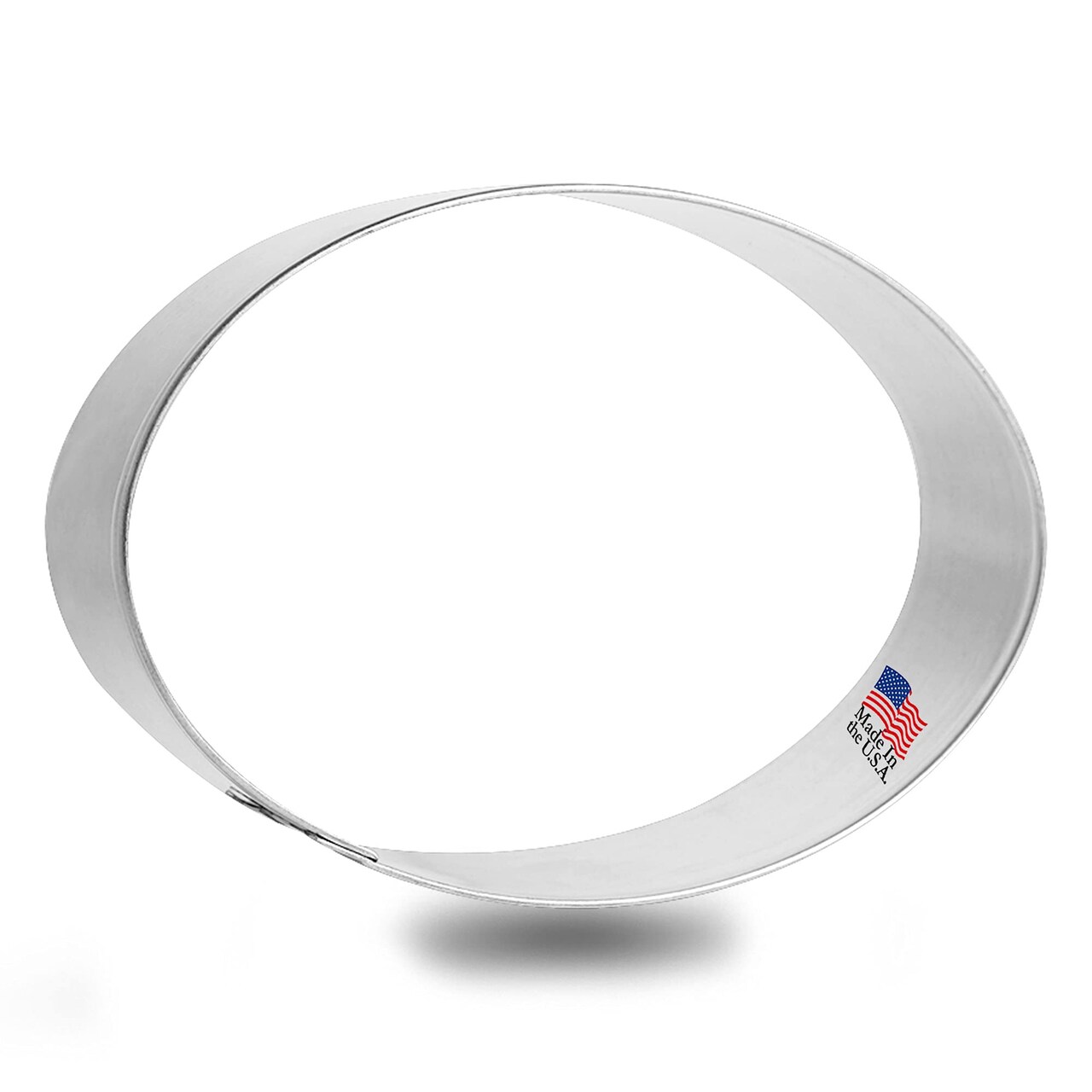 Oval Cookie Cutter 4 in by 2.75 in B0708, CookieCutter.com, Tin Plated Steel, Handmade in the USA